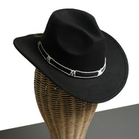 Chokore Chokore Cowboy Hat with Black and White Belt (Black)