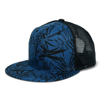 Chokore Chokore Printed Flat Brim Baseball Cap with Mesh Detailing (Blue)