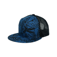 Chokore Chokore Printed Flat Brim Baseball Cap with Mesh Detailing (Blue)