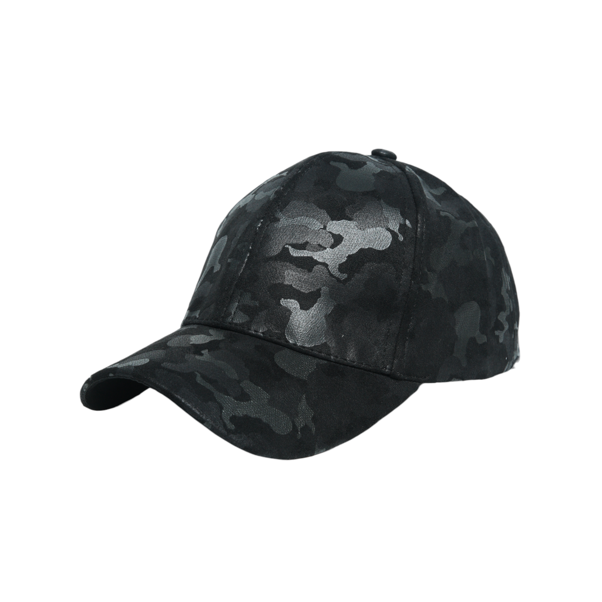 Chokore Suede Camouflage Curved Brim Baseball Cap (Black)