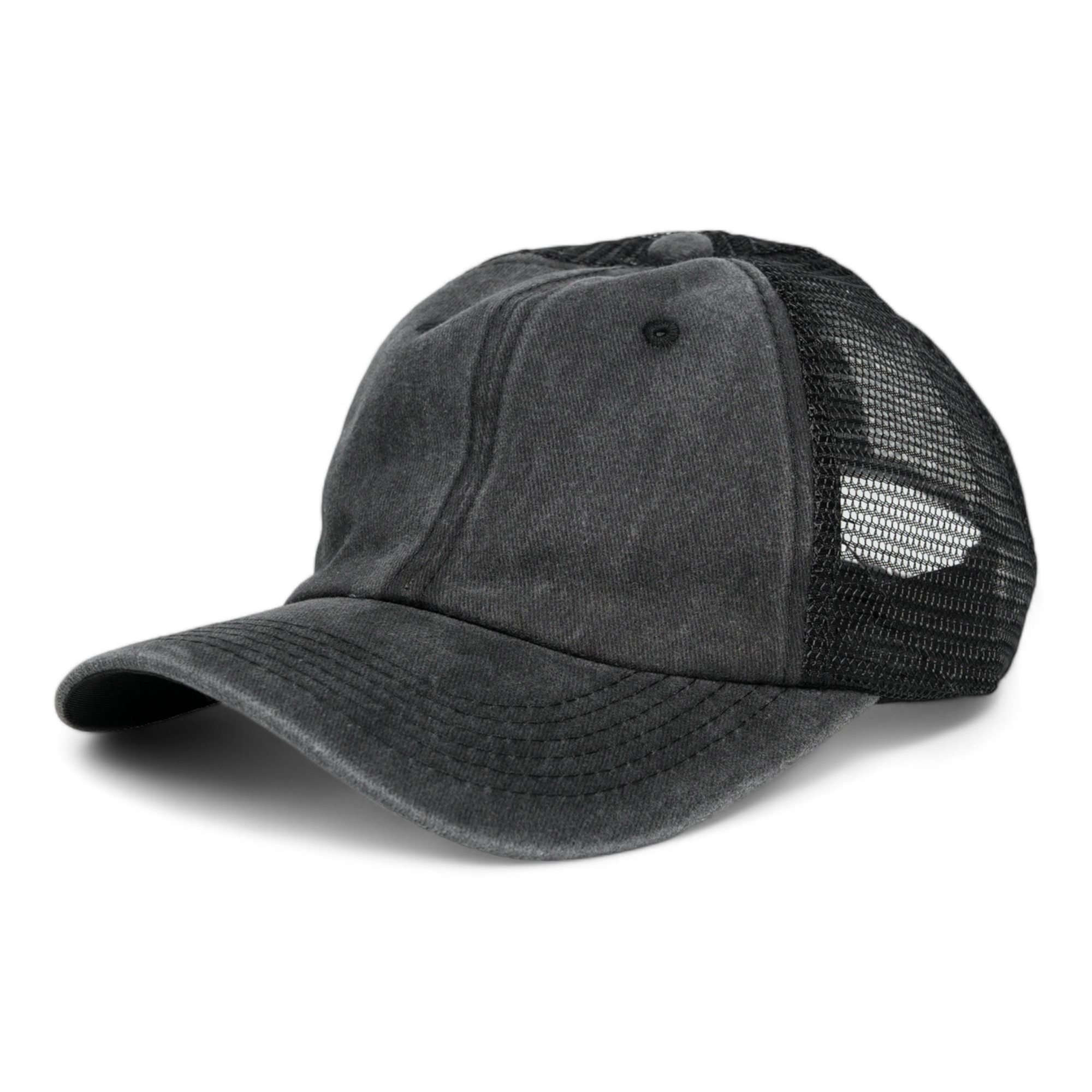 Chokore Denim Baseball Cap with Mesh Detailing (Black)