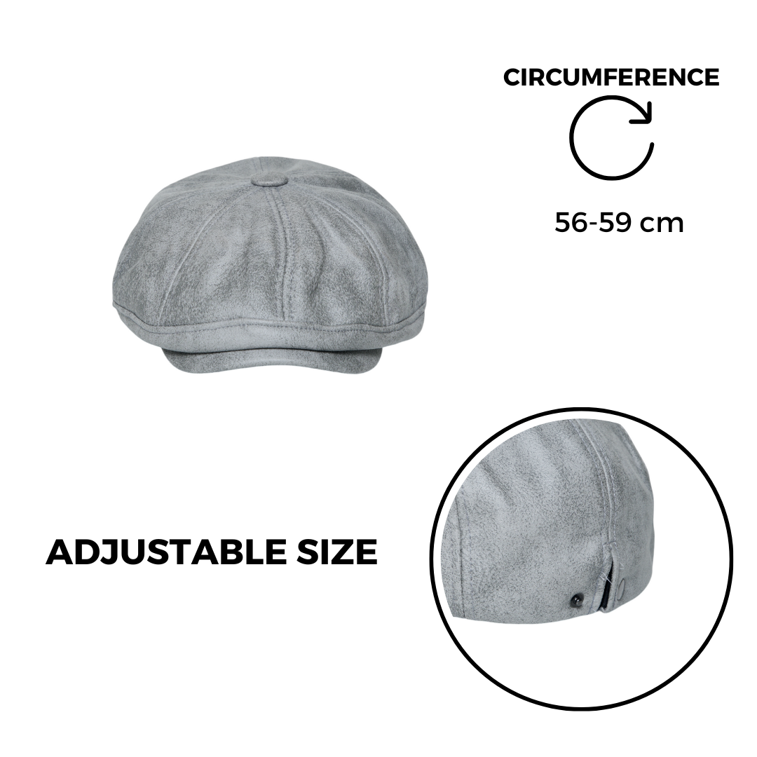 Chokore Retro Leather Newsboy Cap (Dark Grey)