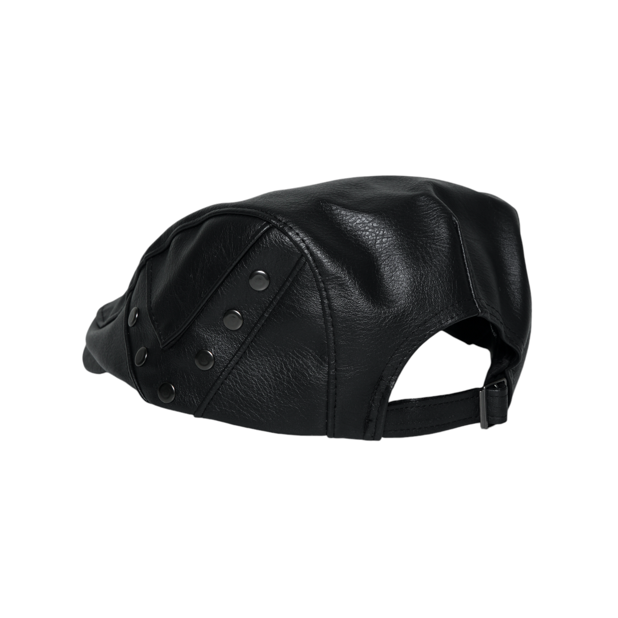 Chokore PU Leather Ivy Cap with Rivet Detailing (Black)