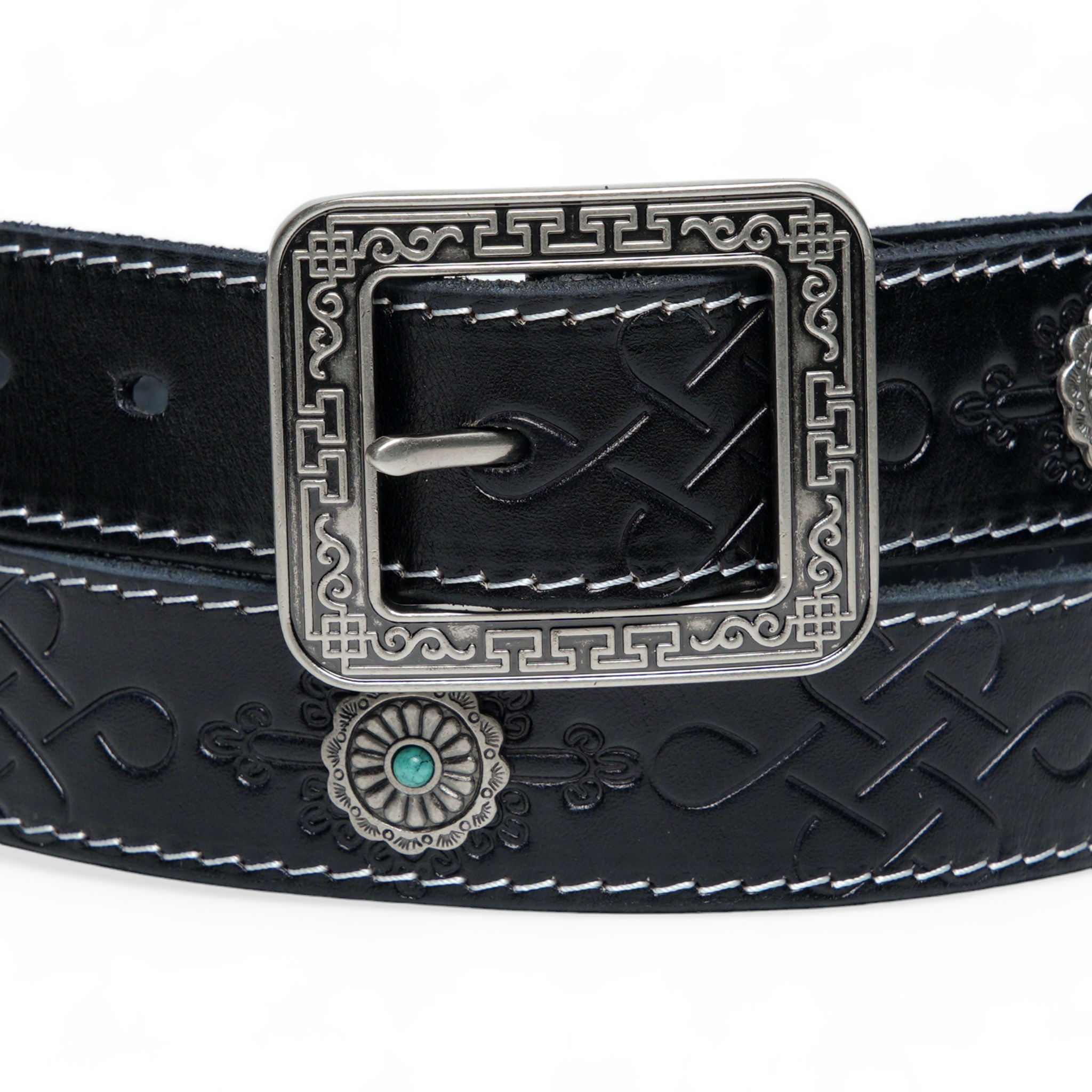 Chokore Mongolian Embossed Belt Pure Leather Belt (Black)