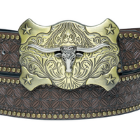 Chokore Chokore Bull Head Buckle Retro Leather Belt (Brown)