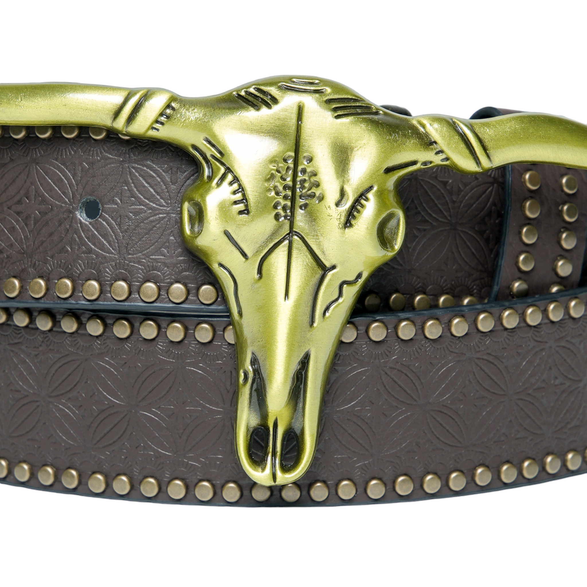 Chokore Faux Leather Rivet Studded Western Leather Belts (Brown)