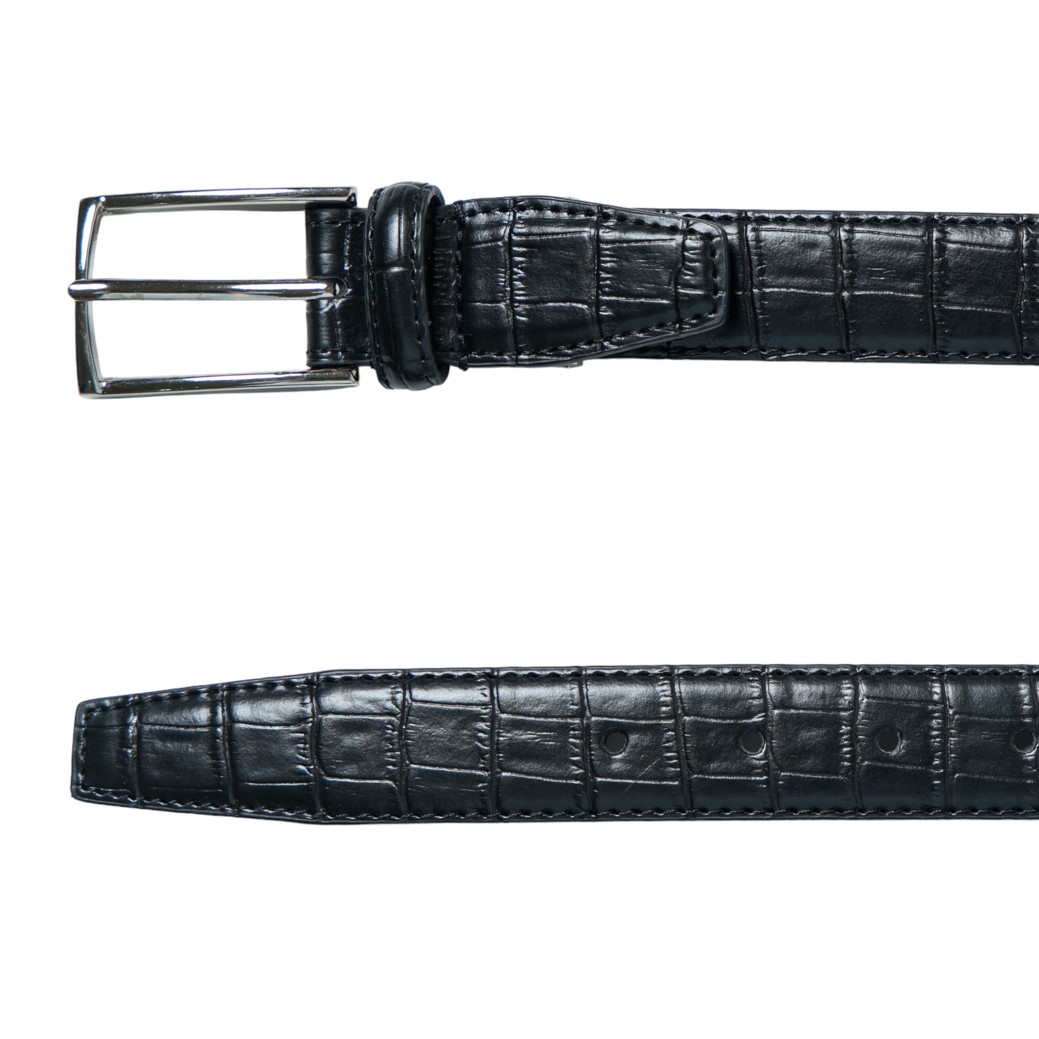 Chokore Crocodile Texture Adjustable Leather Belt (Black)