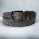 Chokore Chokore Embossing Graphic Pattern Leather Belt (Brown) 