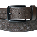 Chokore Chokore Embossing Graphic Pattern Leather Belt (Brown) 