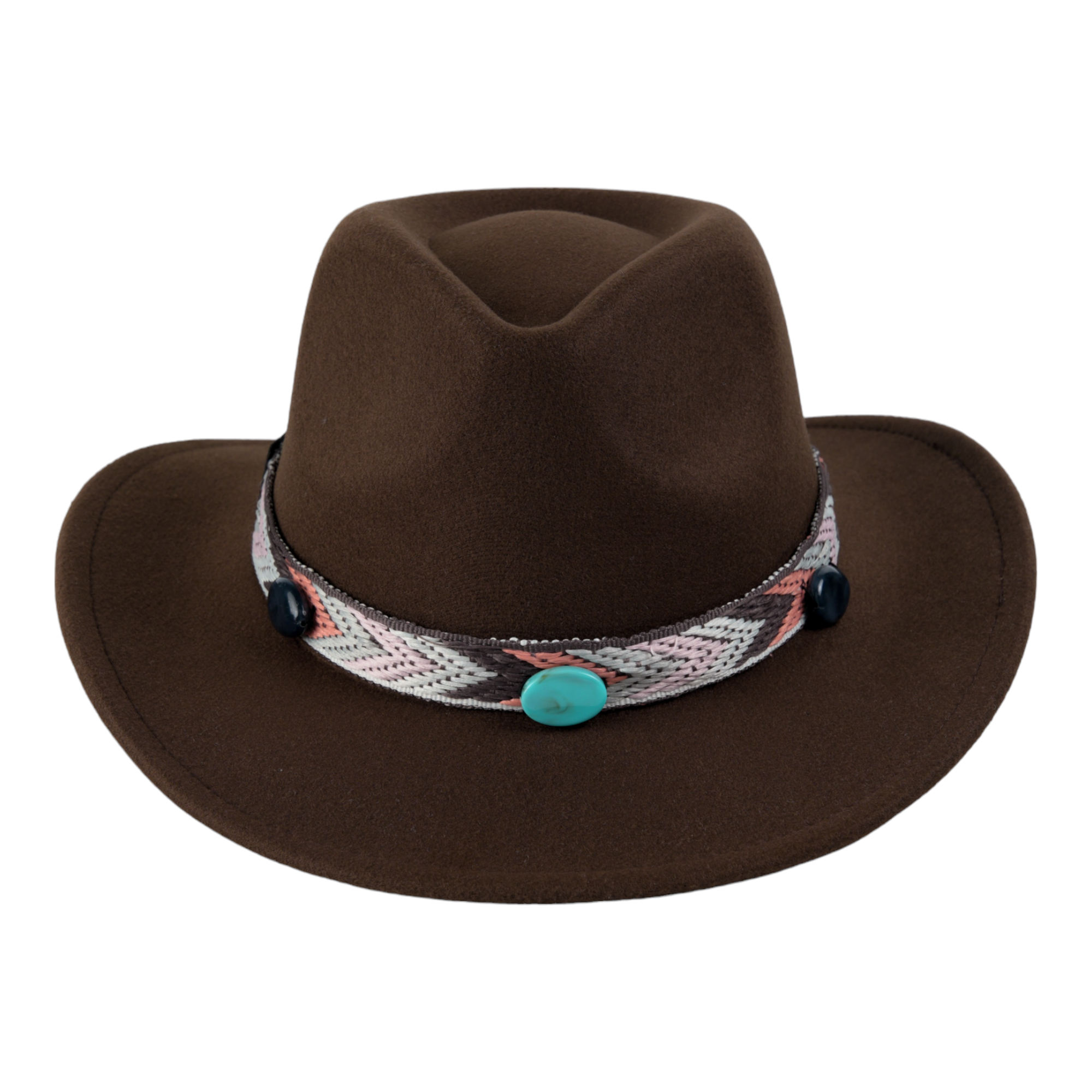 Chokore Cowboy Hat with Multicolor Band (Chocolate Brown)