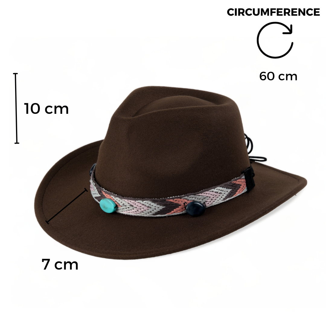 Chokore Cowboy Hat with Multicolor Band (Chocolate Brown)