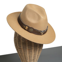 Chokore Chokore Fedora Hat with Ox head belt  (Light Brown)