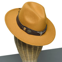 Chokore Chokore Fedora Hat with Ox head belt  (Camel)