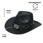 Chokore Chokore Vintage Bullhead Wide-Brim Cowboy Hat (Black) 