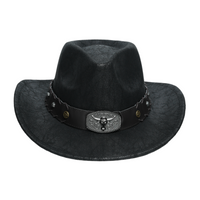 Chokore Chokore Vintage Bullhead Wide-Brim Cowboy Hat (Black)