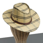 Chokore Chokore Vintage Wide-Brim Plaid Straw Cowboy Hat (Beige) 