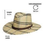 Chokore Chokore Vintage Wide-Brim Plaid Straw Cowboy Hat (Beige) 