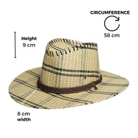 Chokore Chokore Vintage Wide-Brim Plaid Straw Cowboy Hat (Beige)