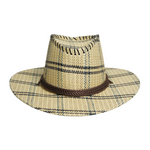 Chokore Chokore Vintage Wide-Brim Plaid Straw Cowboy Hat (Beige) 