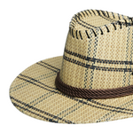 Chokore Chokore Vintage Wide-Brim Plaid Straw Cowboy Hat (Beige) 