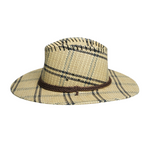 Chokore Chokore Vintage Wide-Brim Plaid Straw Cowboy Hat (Beige) 