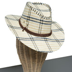 Chokore Chokore Vintage Wide-Brim Plaid Cowboy Hat (Off-White) 