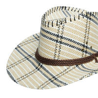 Chokore Chokore Vintage Wide-Brim Plaid Cowboy Hat (Off-White)