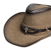 Chokore Chokore Vintage Cowboy Hat with Ox head Belt (Light Brown)