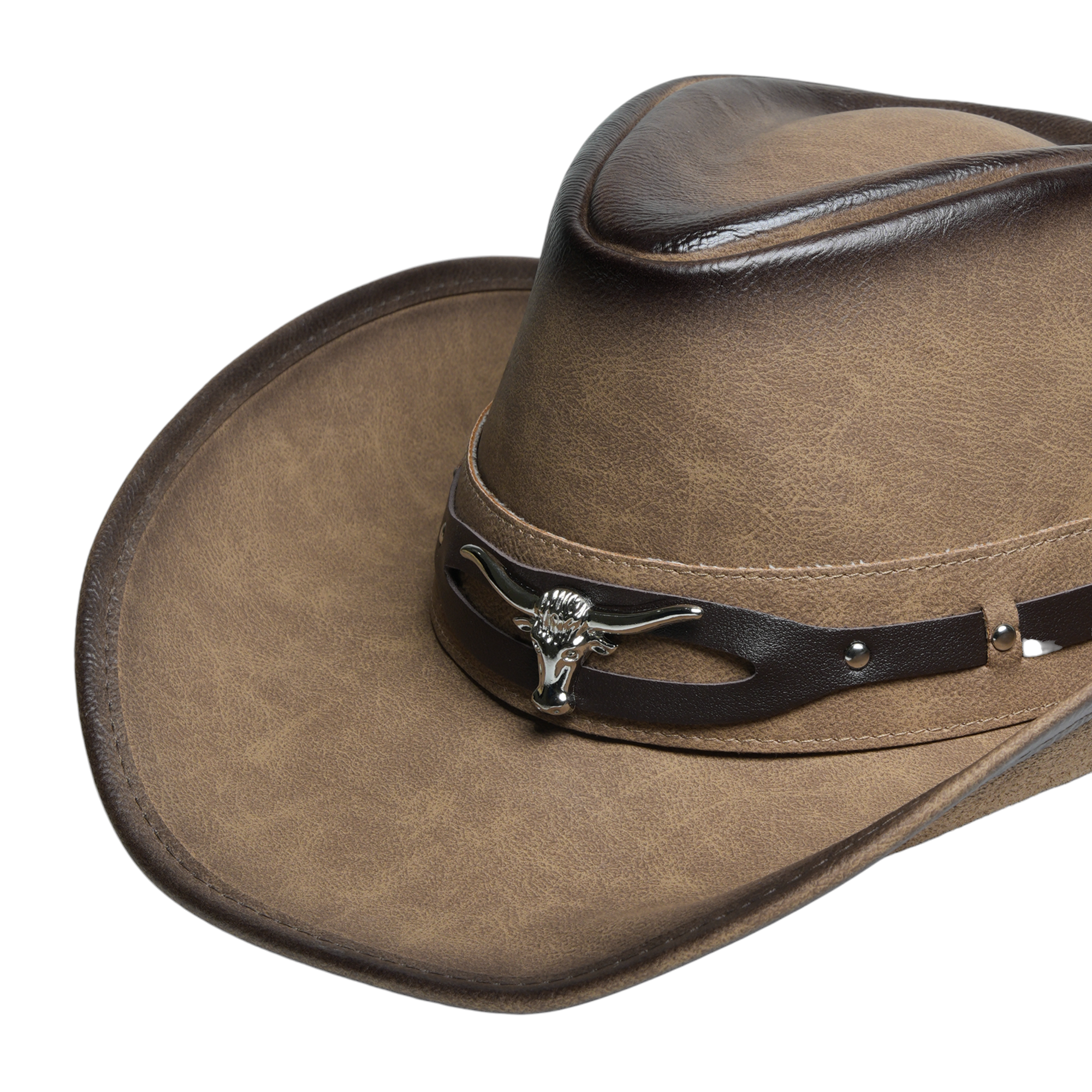 Chokore Vintage Cowboy Hat with Ox head Belt (Light Brown)