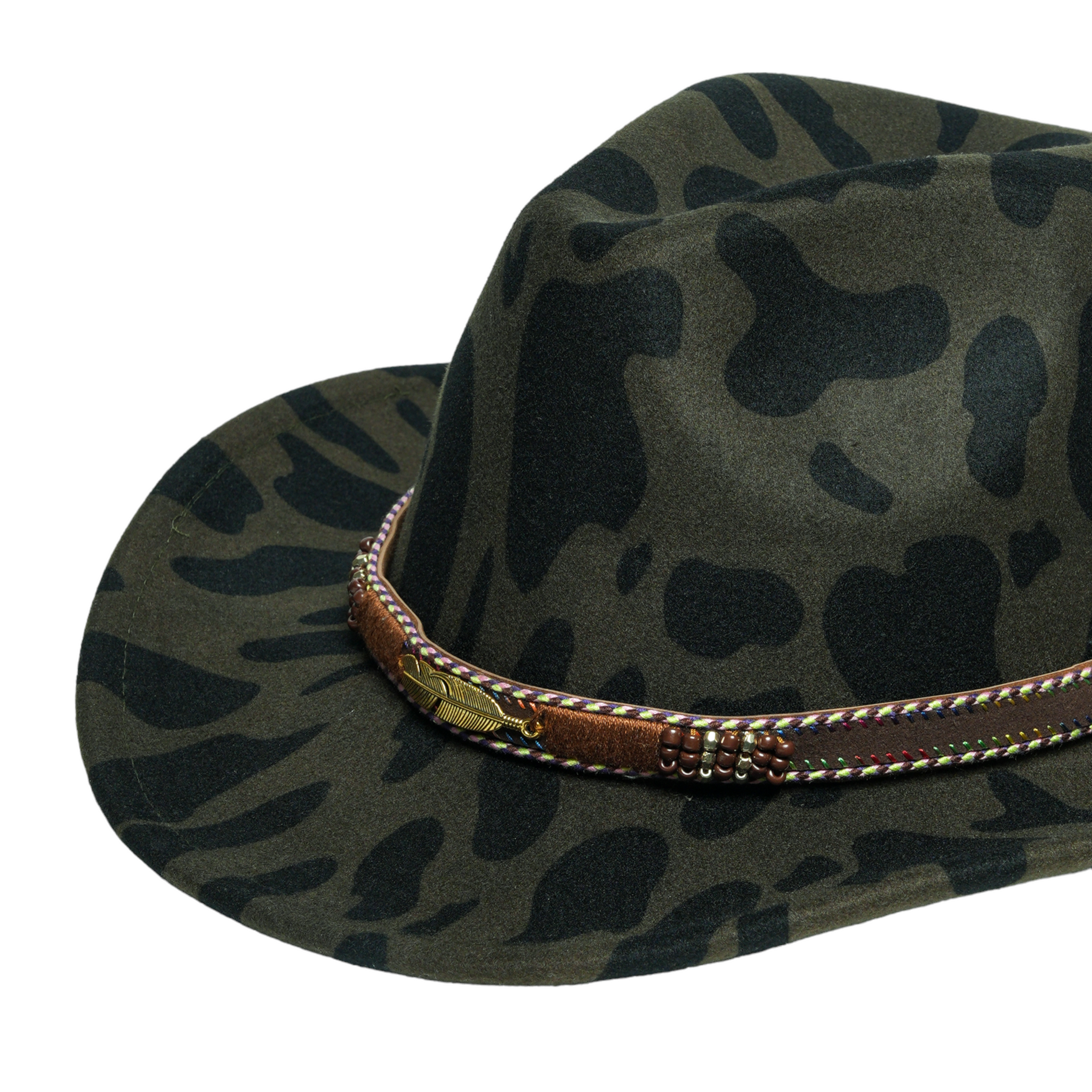 Chokore Cow Print Cowboy Hat (Olive Green)