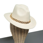 Chokore Chokore Classic Fedora Hat with Stylish Chain Belt (Beige) 