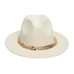 Chokore Chokore Classic Fedora Hat with Stylish Chain Belt (Beige) 