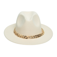 Chokore Chokore Classic Fedora Hat with Stylish Chain Belt (Beige)