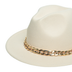 Chokore Chokore Classic Fedora Hat with Stylish Chain Belt (Beige) 