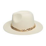 Chokore Chokore Classic Fedora Hat with Stylish Chain Belt (Beige) 