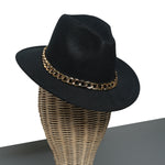 Chokore  Chokore Classic Fedora Hat with Stylish Chain Belt (Black)