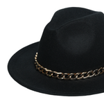 Chokore Chokore Classic Fedora Hat with Stylish Chain Belt (Black) 