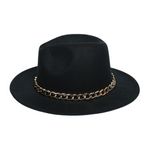 Chokore Chokore Classic Fedora Hat with Stylish Chain Belt (Black) 