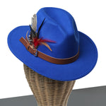 Chokore  Chokore Feathered Jazz Fedora Hat (Blue)