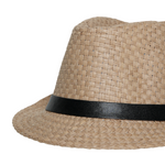 Chokore Chokore Basket Weave Straw Fedora Hat (Beige) 