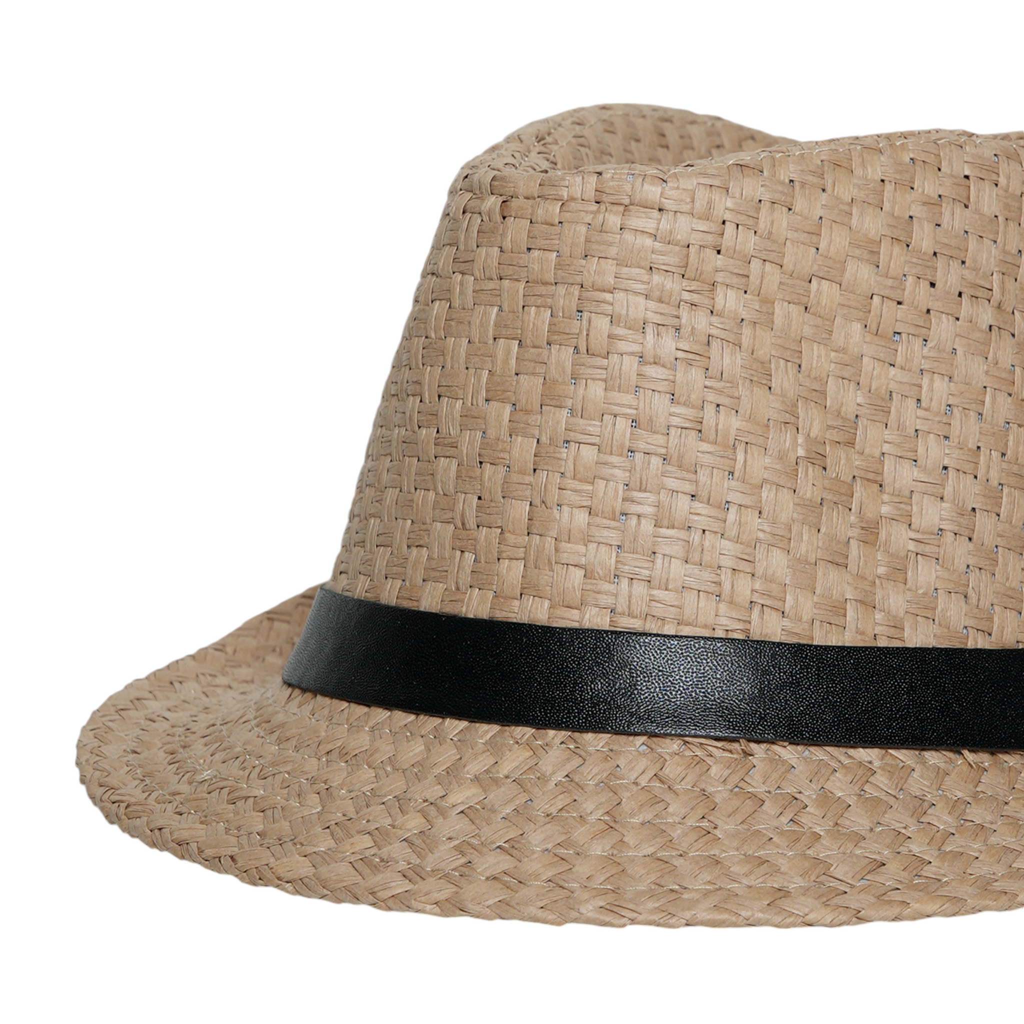 Chokore Basket Weave Straw Fedora Hat (Beige)