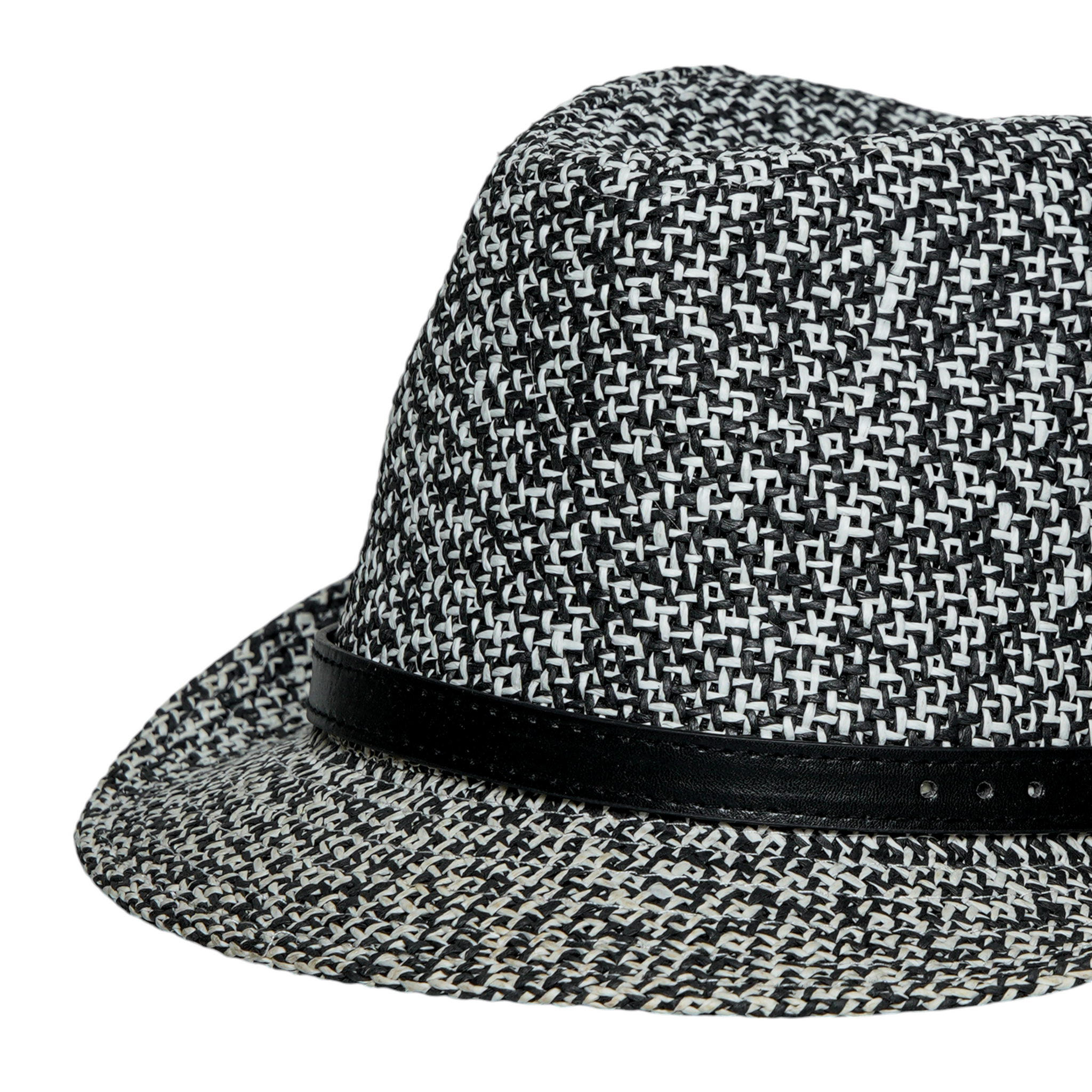 Chokore Classic Straw Fedora Hat (Black & White)