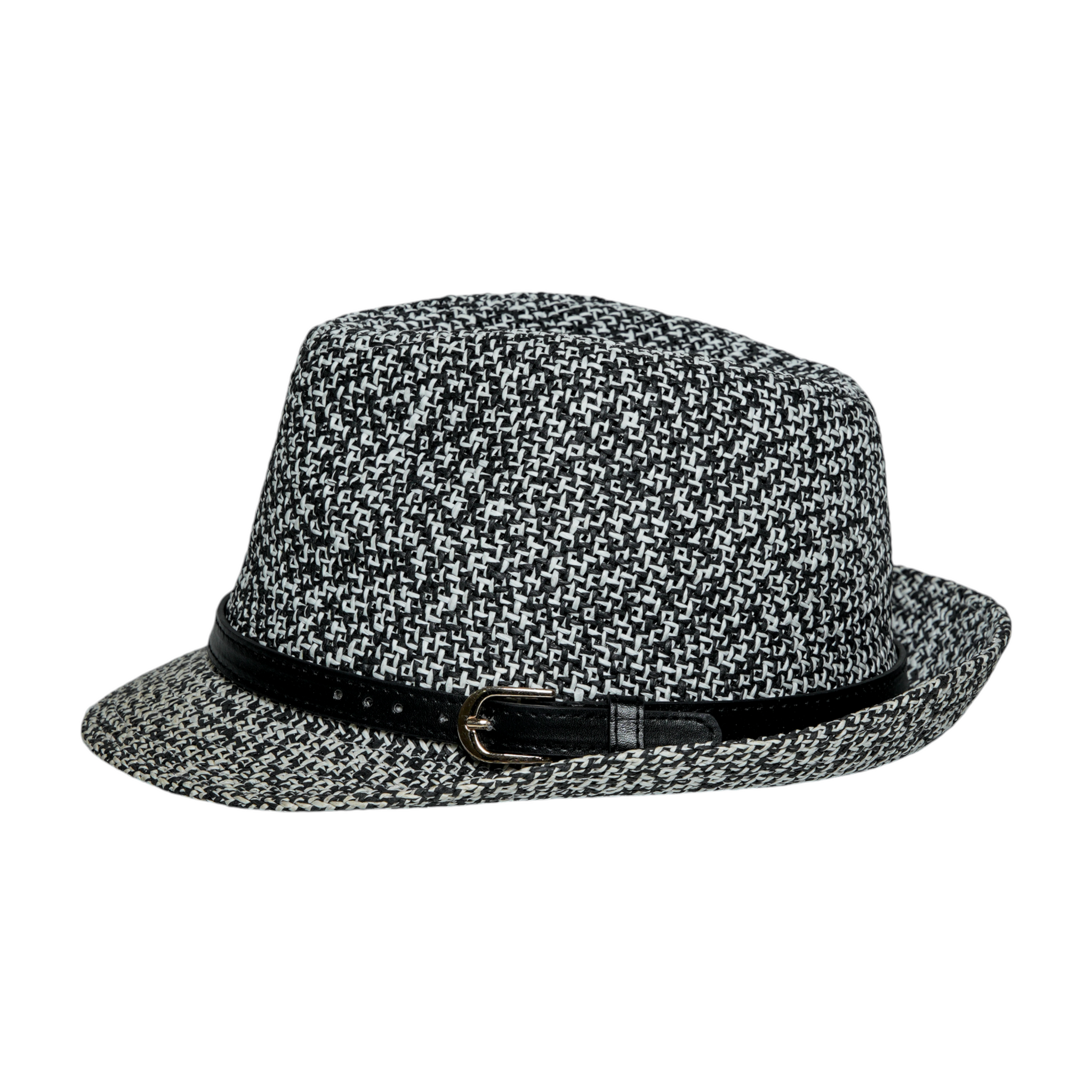 Chokore Classic Straw Fedora Hat (Black & White)