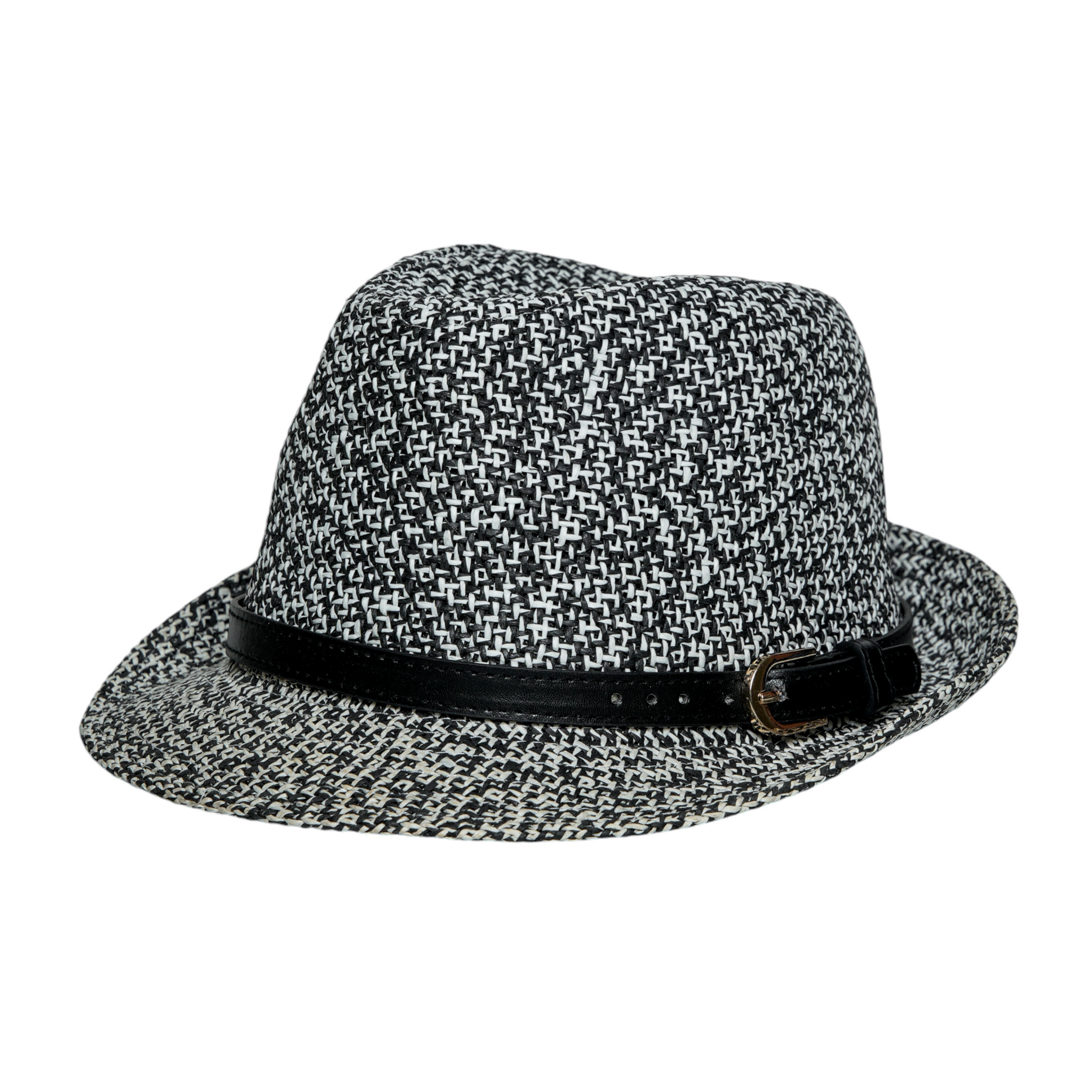 Chokore Classic Straw Fedora Hat (Black & White)