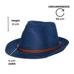 Chokore  Chokore Classic Jazz Straw Fedora Hat (Navy Blue)