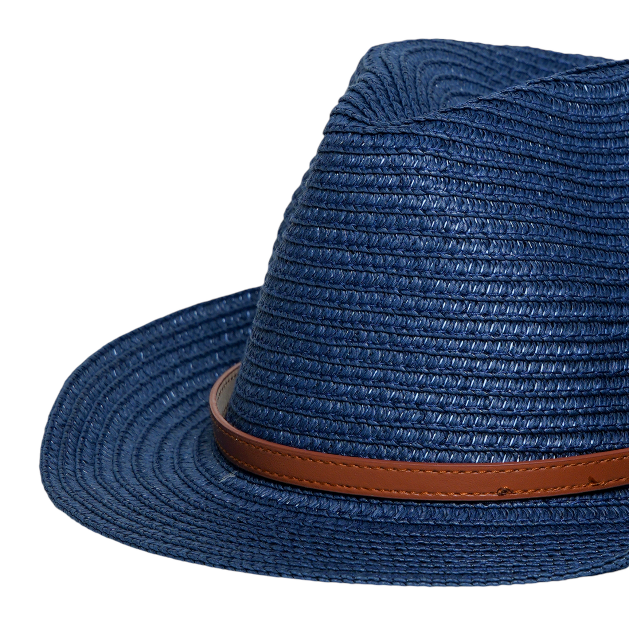 Chokore Classic Jazz Straw Fedora Hat (Navy Blue)