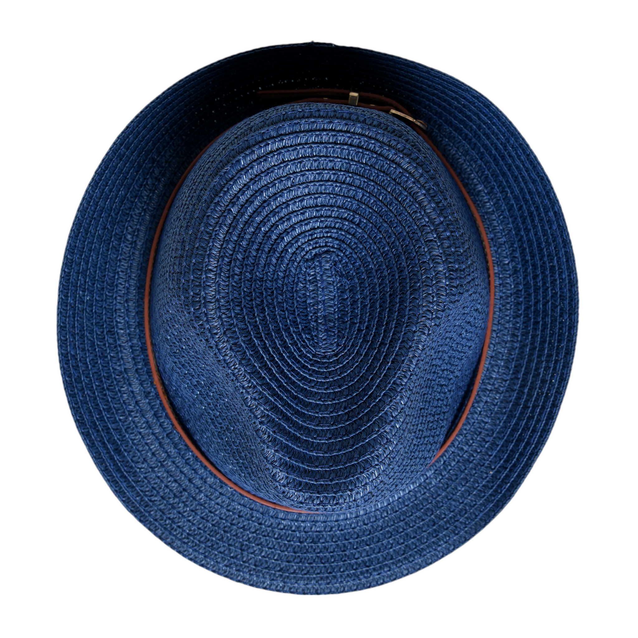 Chokore Classic Jazz Straw Fedora Hat (Navy Blue)