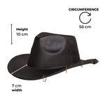 Chokore  Chokore Leather Cowboy Hat with Metal Ring Details (Dark Brown)