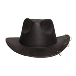 Chokore Chokore Leather Cowboy Hat with Metal Ring Details (Dark Brown) 