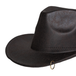 Chokore Chokore Leather Cowboy Hat with Metal Ring Details (Dark Brown) 